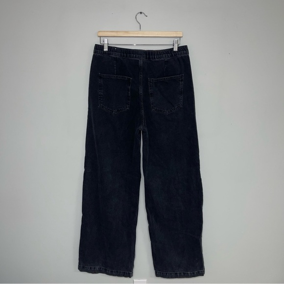 Zara Jeans Women's‎ Size Large Black Wash Denim Wide Leg High Rise Front Tie - Picture 9 of 16
